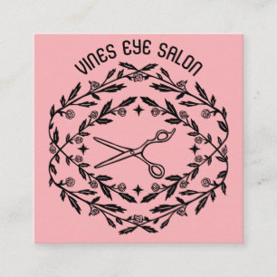 Haarschere Rose Reben Magische Boho QR Soziales Quadratische Visitenkarte