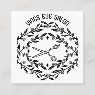 Haarschere Rose Reben Magische Boho QR Soziales Quadratische Visitenkarte