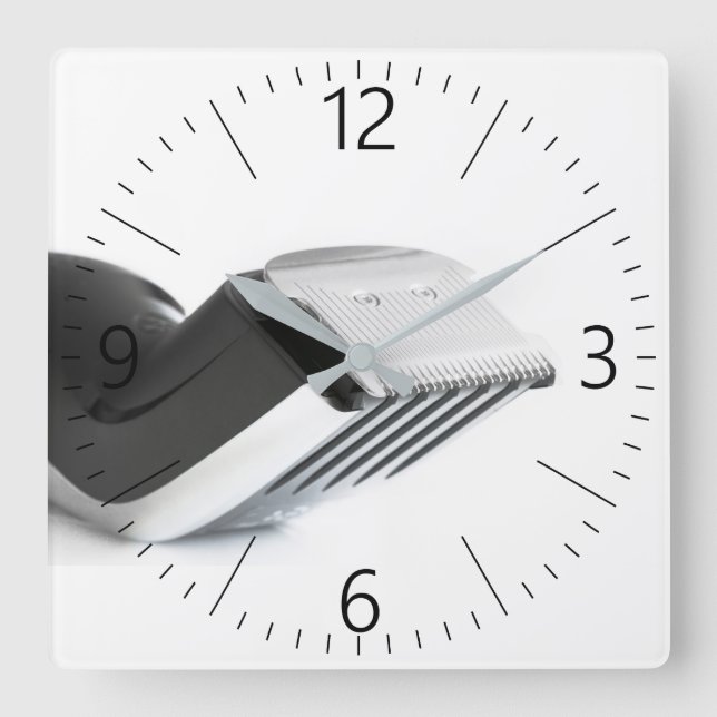 Haarschneider Quadratische Wanduhr (Vorderseite)