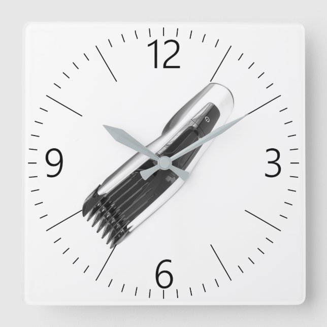 Haarschneider Quadratische Wanduhr (Vorderseite)