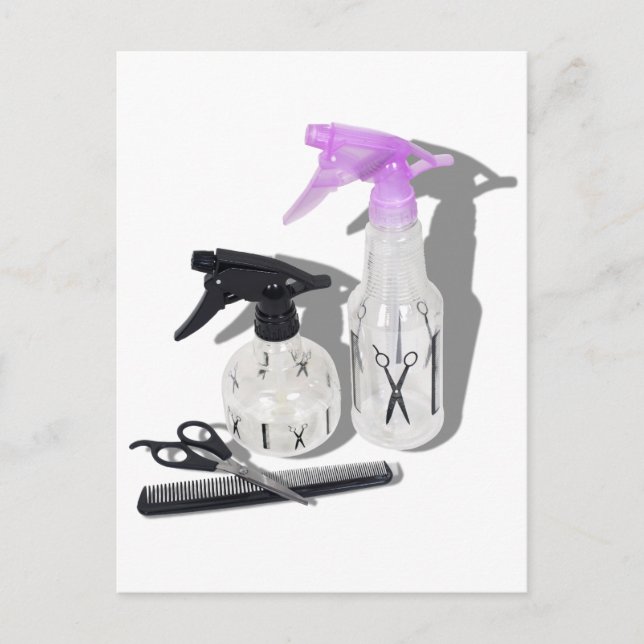 HaarschnittSprayFlasche060910Schatten Postkarte (Vorderseite)