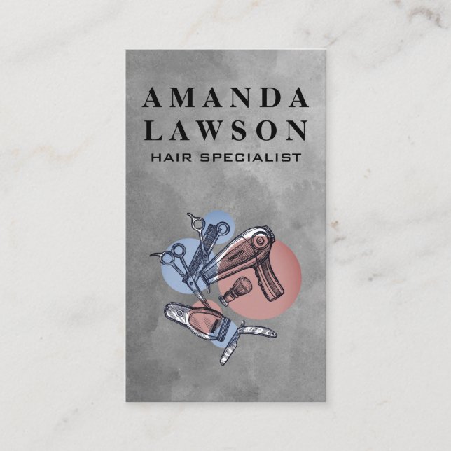 Haarspezialist | Stilvolle Tools Visitenkarte (Vorderseite)