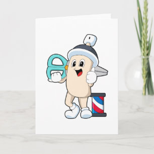 Haarspray als Friseur mit Schere Karte
