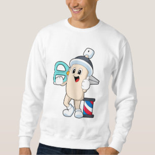 Haarspray als Friseur mit Schere Sweatshirt