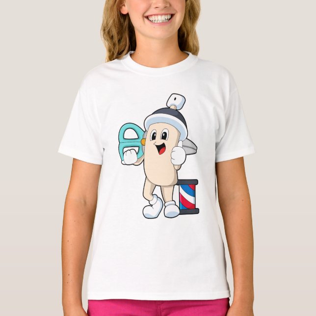 Haarspray als Friseur mit Schere T-Shirt (Vorderseite)