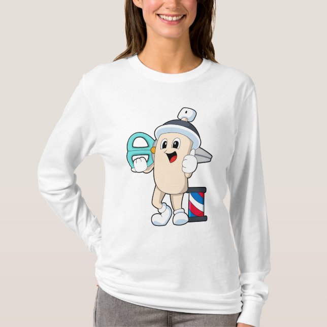 Haarspray als Friseur mit Schere T-Shirt (Vorderseite)