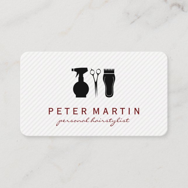 Haarspray, Flasche, Schafe, Klettergurte Visitenkarte (Vorderseite)