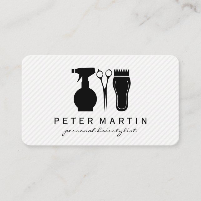 Haarspray, Flasche, Schafe, Klettergurte Visitenkarte (Vorderseite)