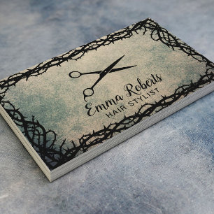 Haarstühle Schwarze Schere Vintag Thorn Gerahmt Visitenkarte