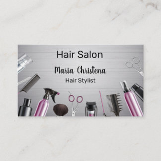 Haarstyling-Werkzeuge Friseursalon Friseur Pink Visitenkarte
