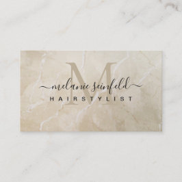 Haarstylist Beige Marble Beauty Salon Monogram Visitenkarte