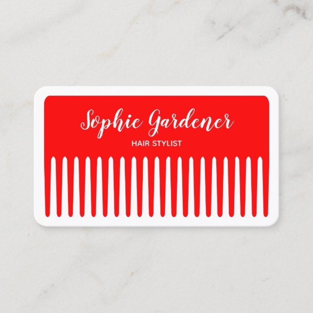 Haarstylist - Comb - #FF000 (rot) Visitenkarte (Vorderseite)