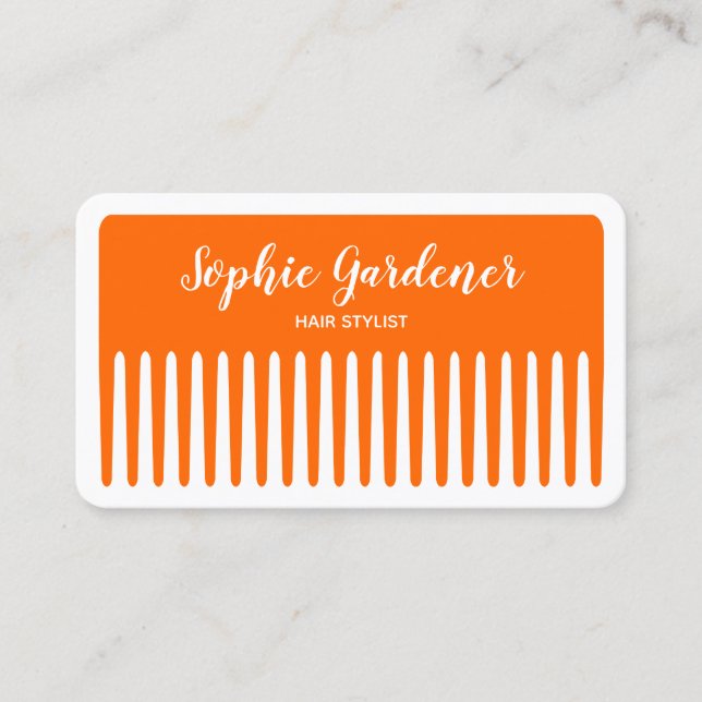 Haarstylist - Comb - #FF6600 (Orange) Visitenkarte (Vorderseite)