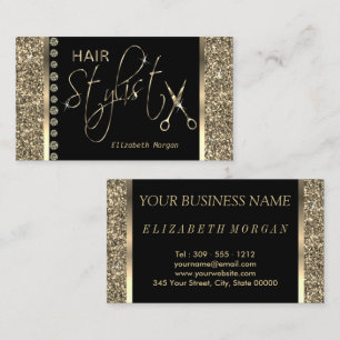 Haarstylist - Gold Glitzer und Diamanten Visitenkarte