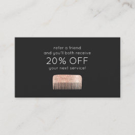 Haarstylist Rose Gold Sequel Comb Kundenloytion Empfehlungskarte