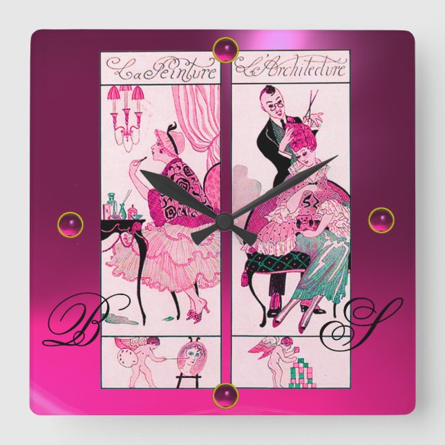 HAARSTYLIST, SCHÖNHEITSALON MACHEN AUS KÜNSTLERPIN QUADRATISCHE WANDUHR (Vorderseite)