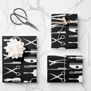 Haarstylist-Werkzeuge, die Papierblätter umhüllen Geschenkpapier Set
