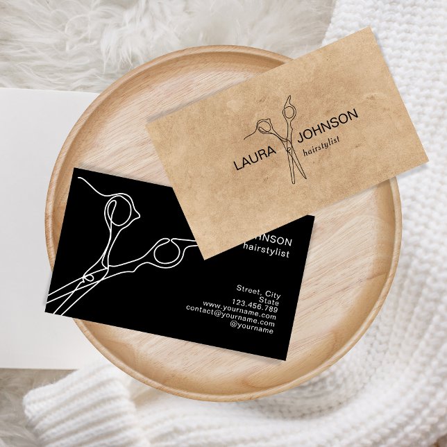 Haarstylisten Moderne Minimalistische Einfache Sch Visitenkarte (modern line minimalist scissors)