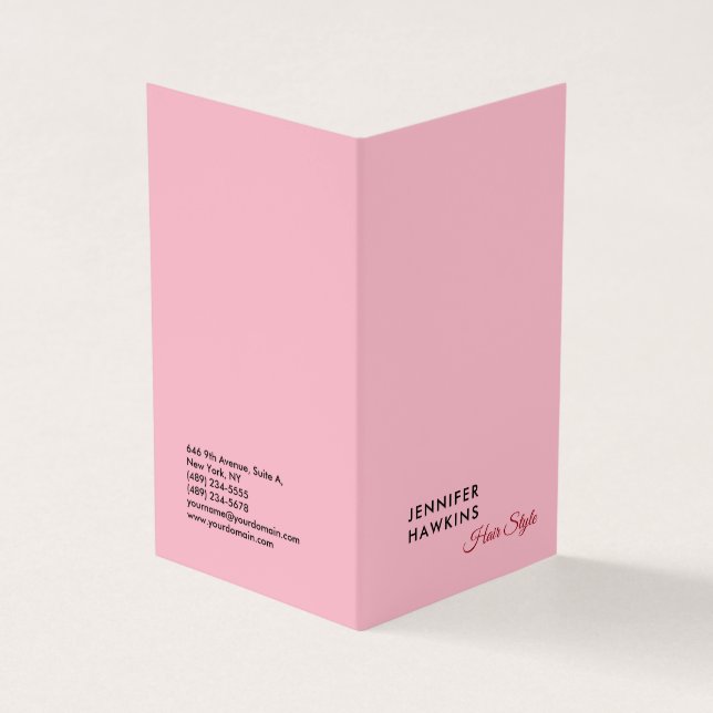 Haarstylistin beruflich schlicht-rosa Feminin Visitenkarten (Vorderseite)