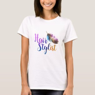 Haarstylistin - Feather Wasserfarben T-Shirt