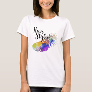 Haarstylistin - Feather Wasserfarben T-Shirt