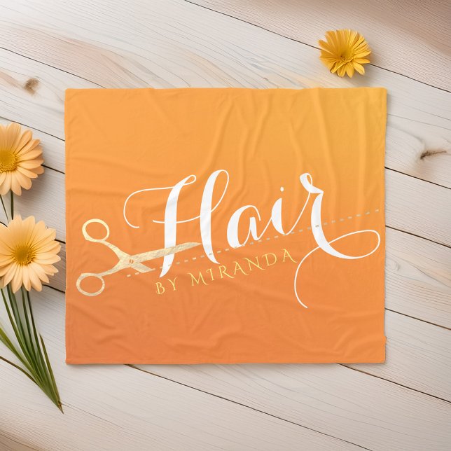 Haarstylistin Makeup Salon Chic Orange Gold Schere Fleecedecke (Von Creator hochgeladen)
