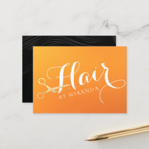 Haarstylistin Makeup Salon Chic Orange Gold Schere Terminkarte