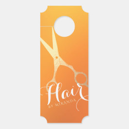 Haarstylistin Makeup Salon Chic Orange Gold Schere Türanhänger