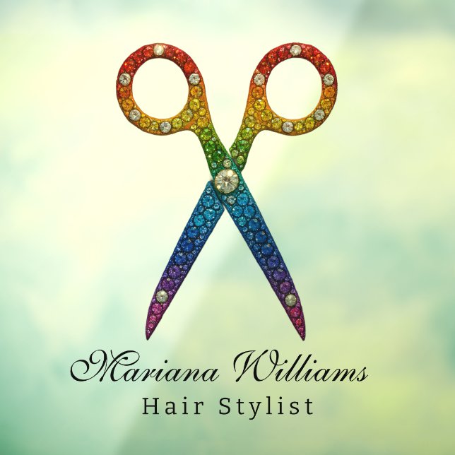 Haarstylistin Regenbogen Glitzer Schere Schönheits Fensteraufkleber (Blatt 3)