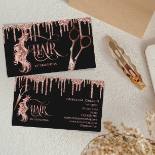 Haarstylistin Rose Goldtypografie Haarschere bu Visitenkarte