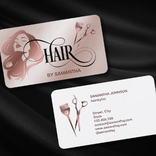 Haarstylistin Rose Goldtypografie Haarschere bu Visitenkarte
