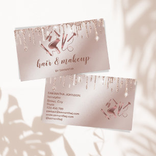 Haarstylistin Rose Goldtypografie Haarschere bu Visitenkarte