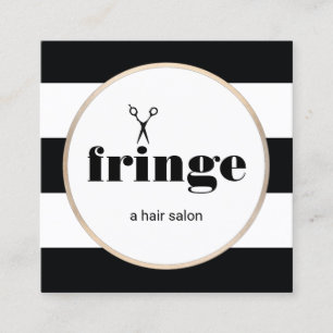 Haarstylistische Goldschere Schwarz-weiß gestreift Quadratische Visitenkarte