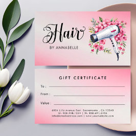 Haartrockner Fön Geschenkgutschein Visitenkarte