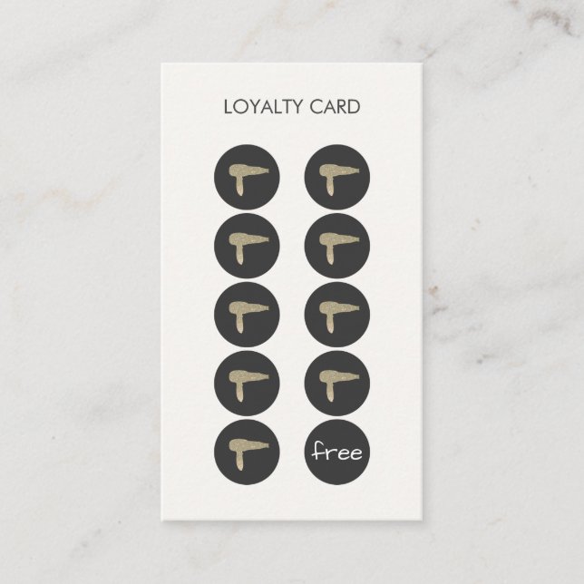 Haartrockner Loyalty Punch Card Treuekarte (Vorderseite)