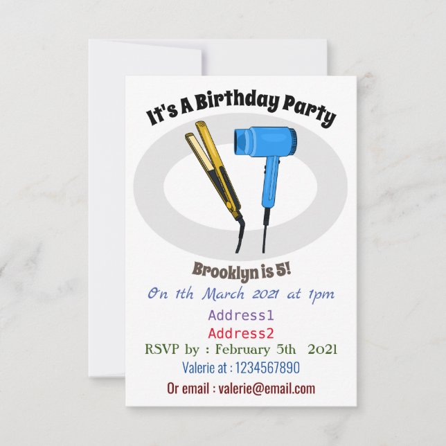 Haartrockner und Haarstreuer Einladung (Vorderseite)