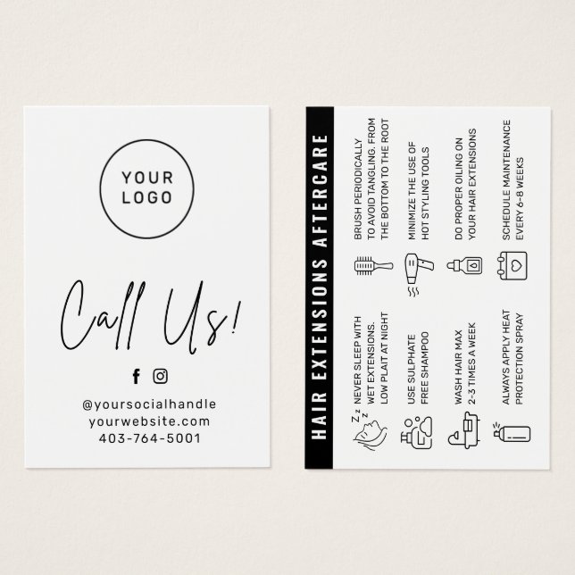 Haarverlängerungen Aftercare Business Card (Vorne & Hinten)