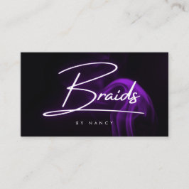 Haarzöpfe Lila Neon Rauch Haarstylist Salon Visitenkarte