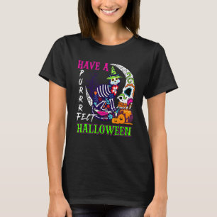 Hab ein purrfektes Halloween Zucker-Schädel-Skele T-Shirt