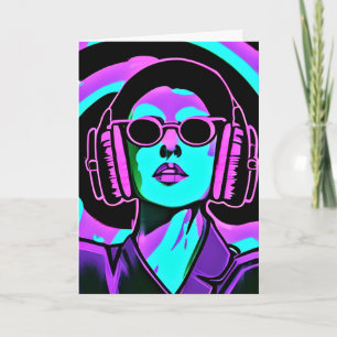 Hab einen schönen Sommer   KI-Kunst Coole Frau mit Karte