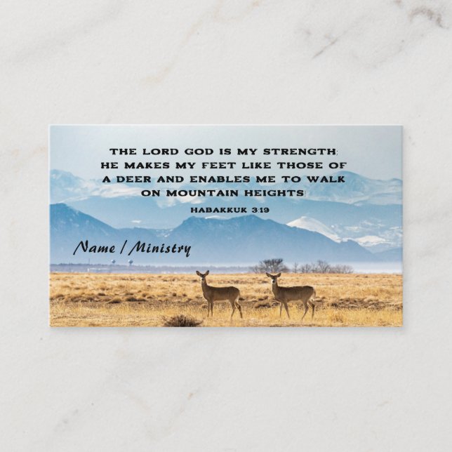 Habakkuk 3:19 Bibel Verse Deer and Mountains Visitenkarte (Vorderseite)
