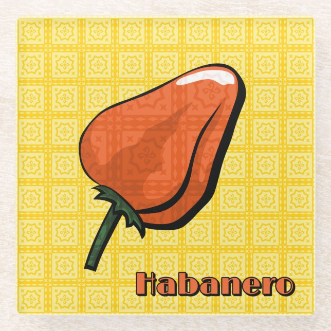 Habanero Chili Pepper Glass Untersetzer (Vorderseite)