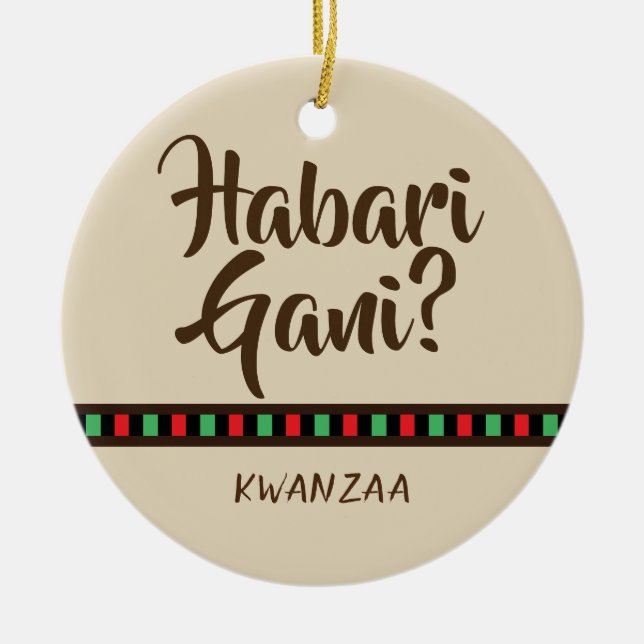 Habari Gani - Kwanzaa-Einzelteile | Verzierung Keramik Ornament (Vorne)