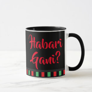 Habari Gani Red Black Green Words Kwanzaa Tasse