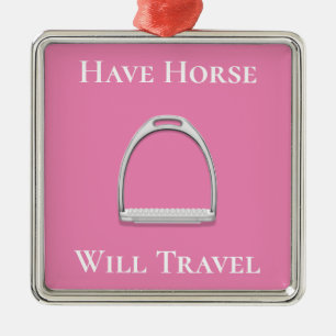 "Habe das Pferd auf Reisen" Stirrup Eisen auf Rosa Ornament Aus Metall
