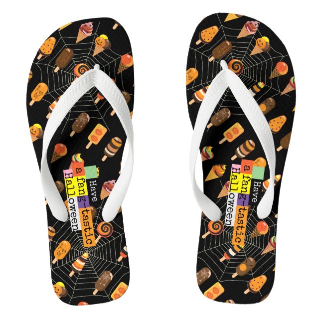 "Habe ein fang-tastisches" Halloween-Eiskremsereig Flip Flops (Fußbett)