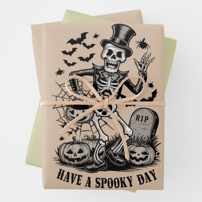 Habe ein tolles Halloween-Skelett Geschenkpapier Set (Beispiel)