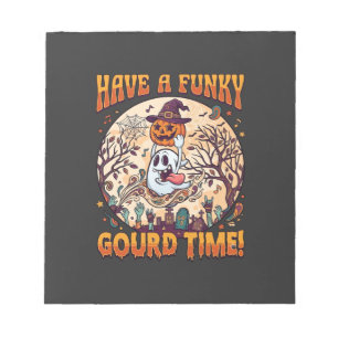 Habe funky Kürbis Zeit Halloween Geist Kürbis_1 Notizblock