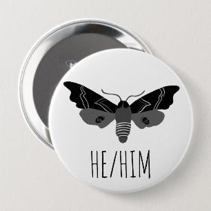 HABE/HABM Pronouns Handgezogenes Moth Insekt Button