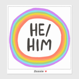 HABE/HABM Pronouns Rainbow Circle Handschrift Aufkleber